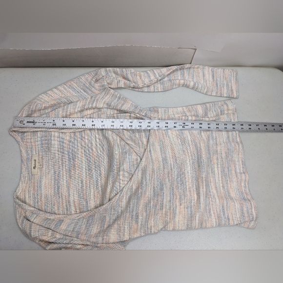 Madewell Space Dye Faux Wrap Top L Knit Long Sleeve Preppy Classic #1010 - Picture 11 of 13